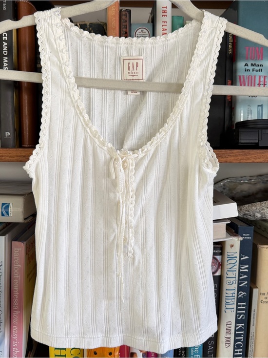 Gap x DOEN Tops - GAP Doen Cream Ribbed Tie-Front Tank
